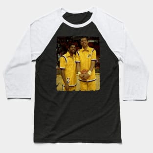 Magic Johnson and Kareem Abdul Jabbar of The Los Angeles Lakers, 1984 Baseball T-Shirt